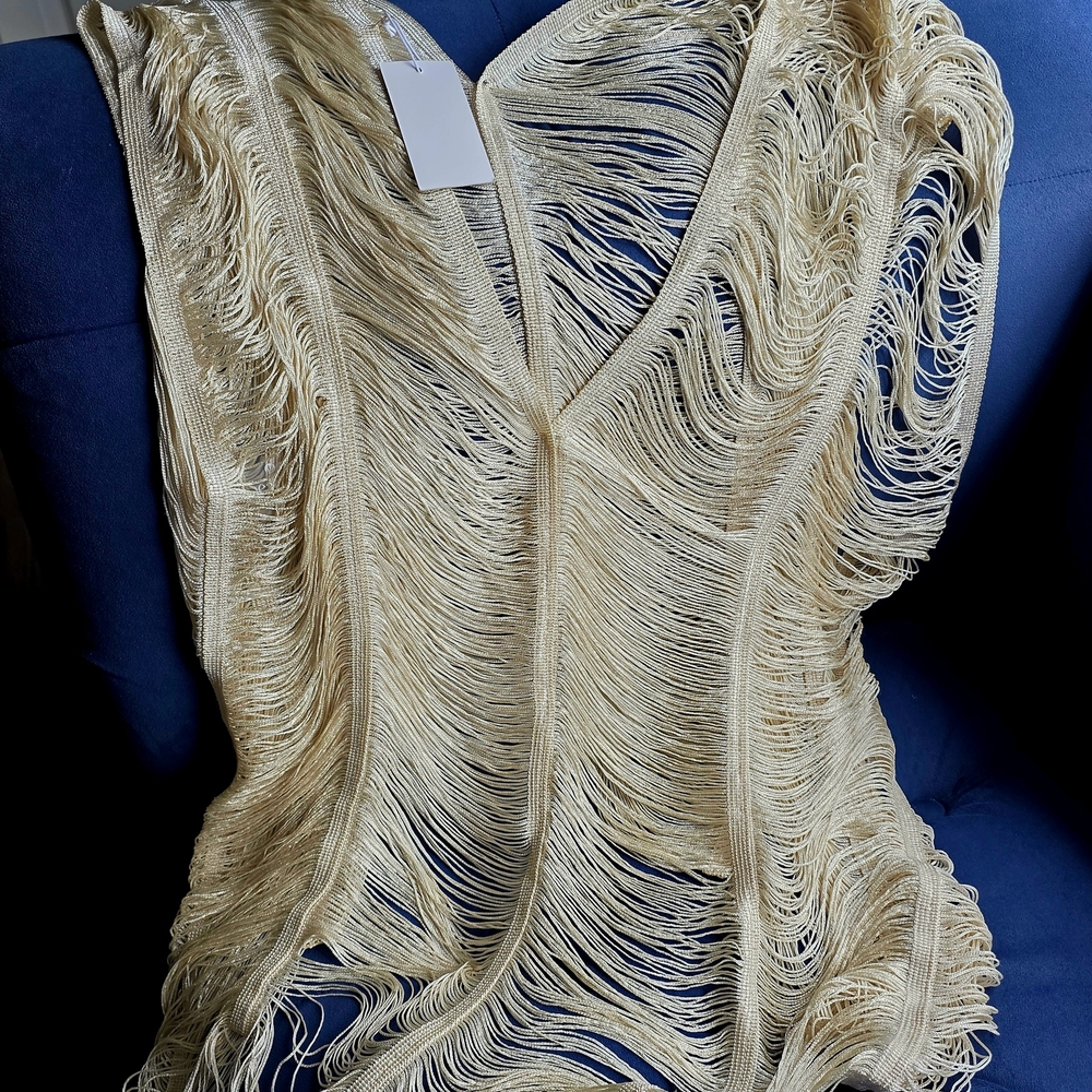 Chic Fringe Swim Coverup in Cream